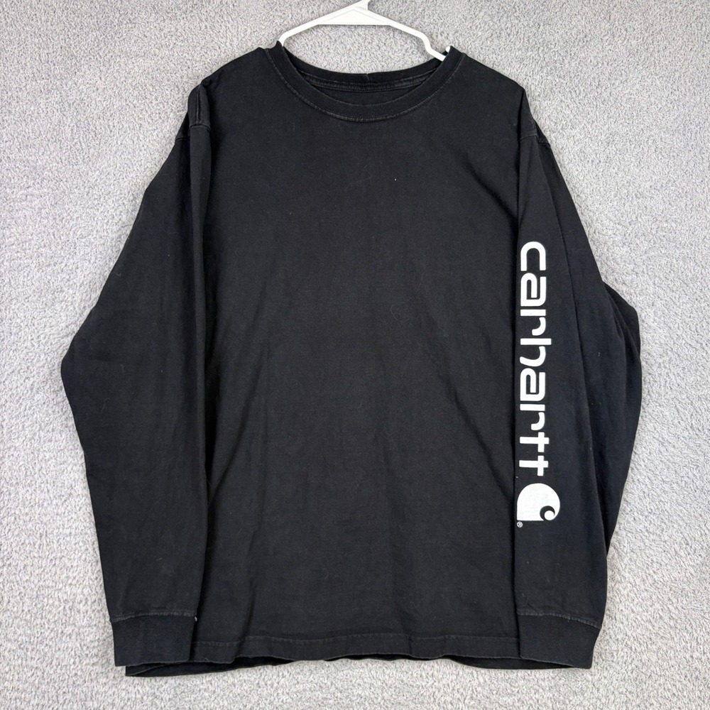 Carhartt Shirt Mens Medium Black Sleeve Logo Graphic Workwear Original Fit K231